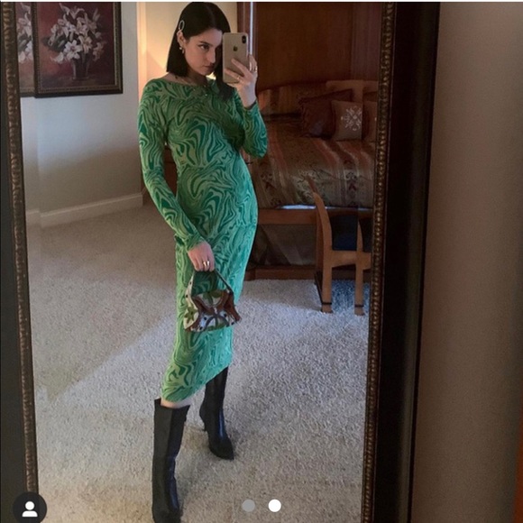 Paloma wool slinky green psych swirl marble low back dress - Picture 3 of 6